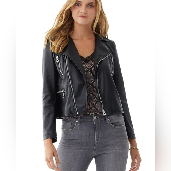 Faux Leather Moto Jacket Large - Picture 2 of 4